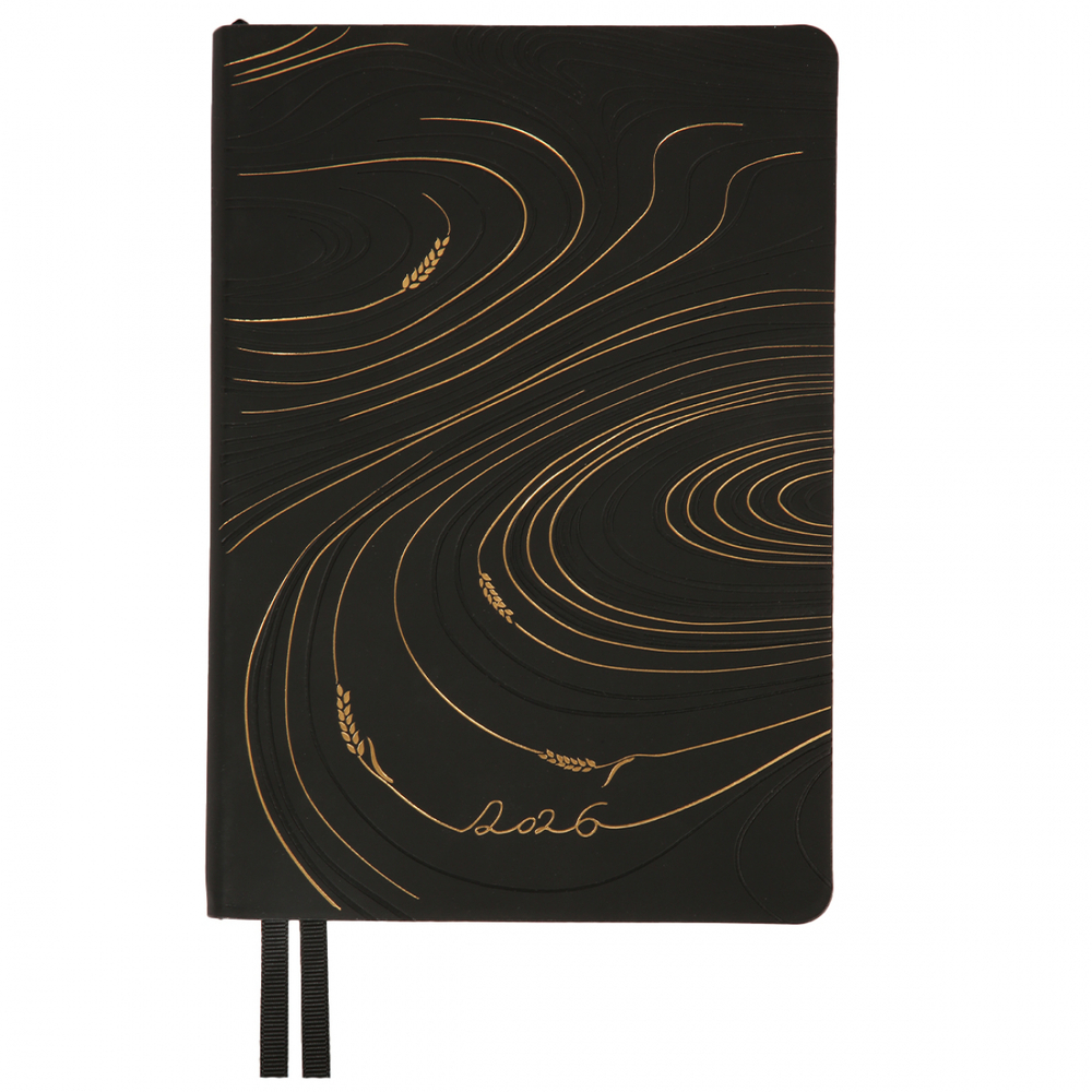 Щоденник датований 2026 Leo Planner ф. А5 "Enigma", м'який, чорний, 368 сторінок