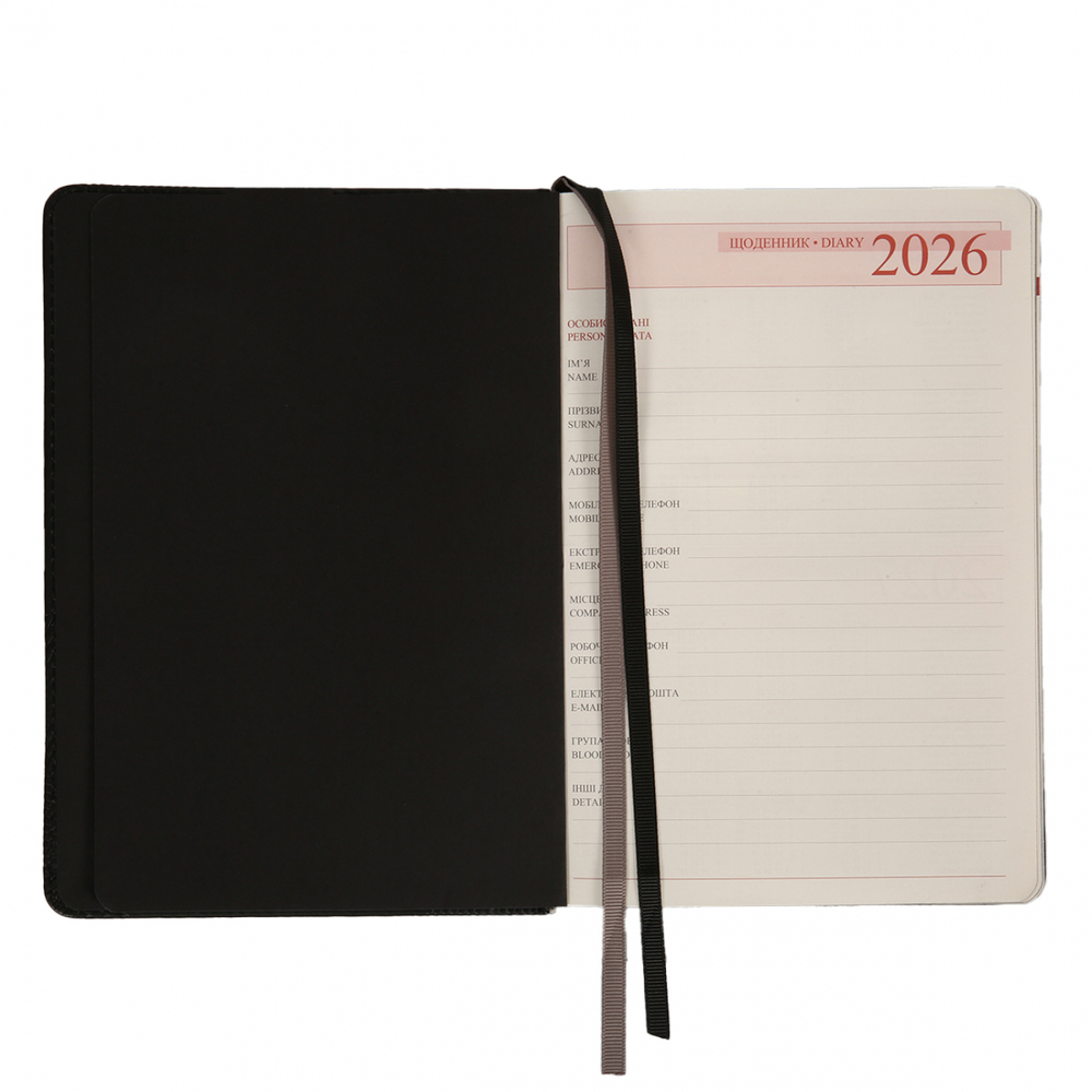 Щоденник датований 2026 Leo Planner ф. А5 "Nero", твердий, чорний, 368 сторінок. Фото 4