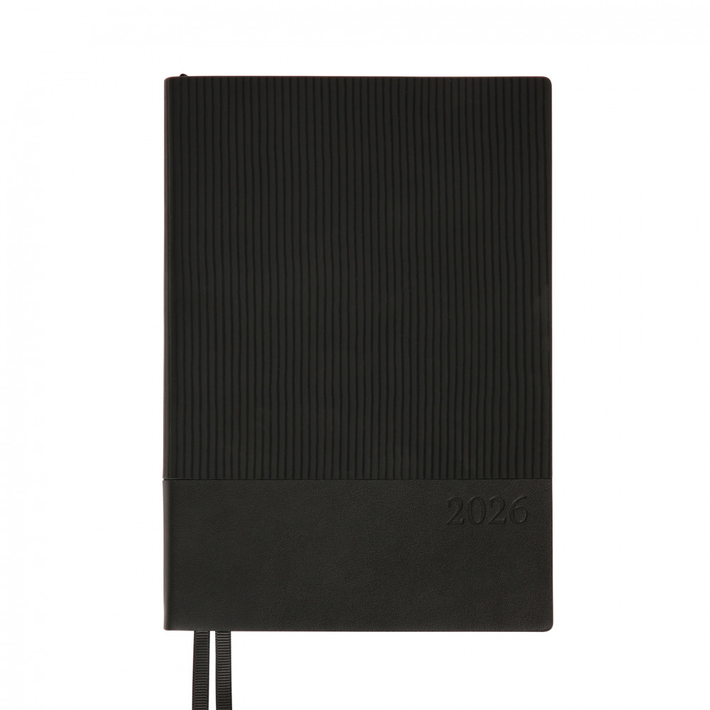 Щоденник датований 2026 Leo Planner ф. А5 "Velvet", м'який, чорний, 368 сторінок