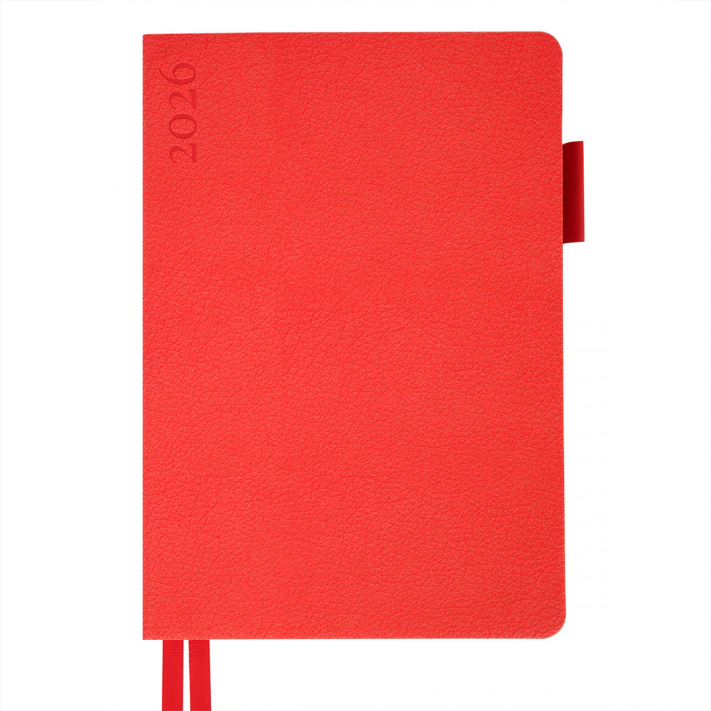 Щоденник датований 2026 Leo Planner ф. А5 "Binario", м'який, червоний, 368 сторінок