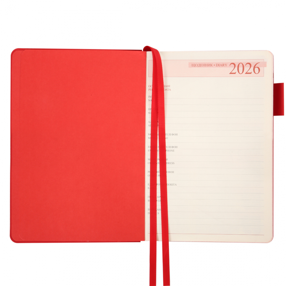Щоденник датований 2026 Leo Planner ф. А5 "Binario", м'який, червоний, 368 сторінок. Фото 3