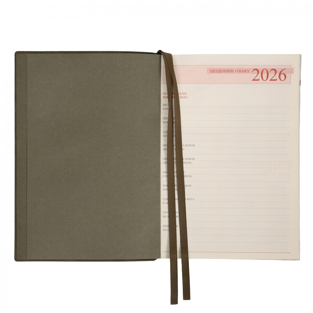 Щоденник датований 2026 Leo Planner ф. А5 "Velvet", м'який, темно-зелений, 368 сторіно. Фото 4