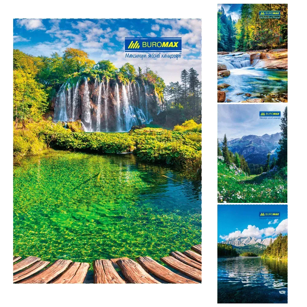 Книга канцелярська Buromax Природа А4 96 аркушів в клітинку асорті дизайнів BM.2430