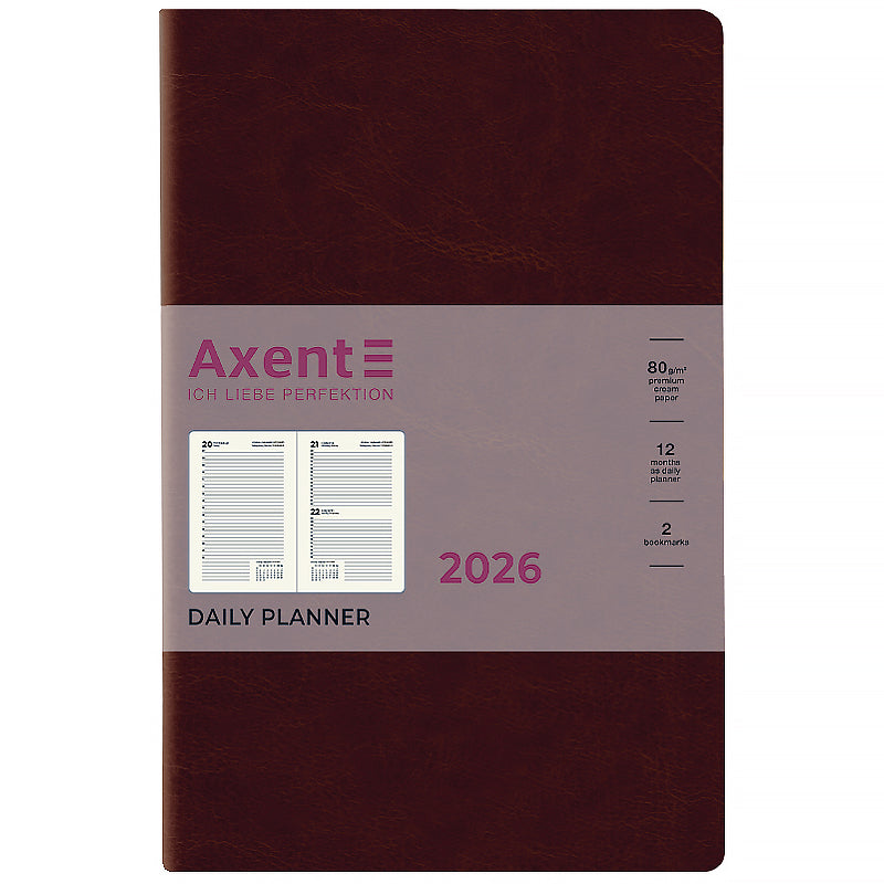 Щоденник датований 2026 Axent ф. А5 Partner City Soft, коричневий. Фото 2