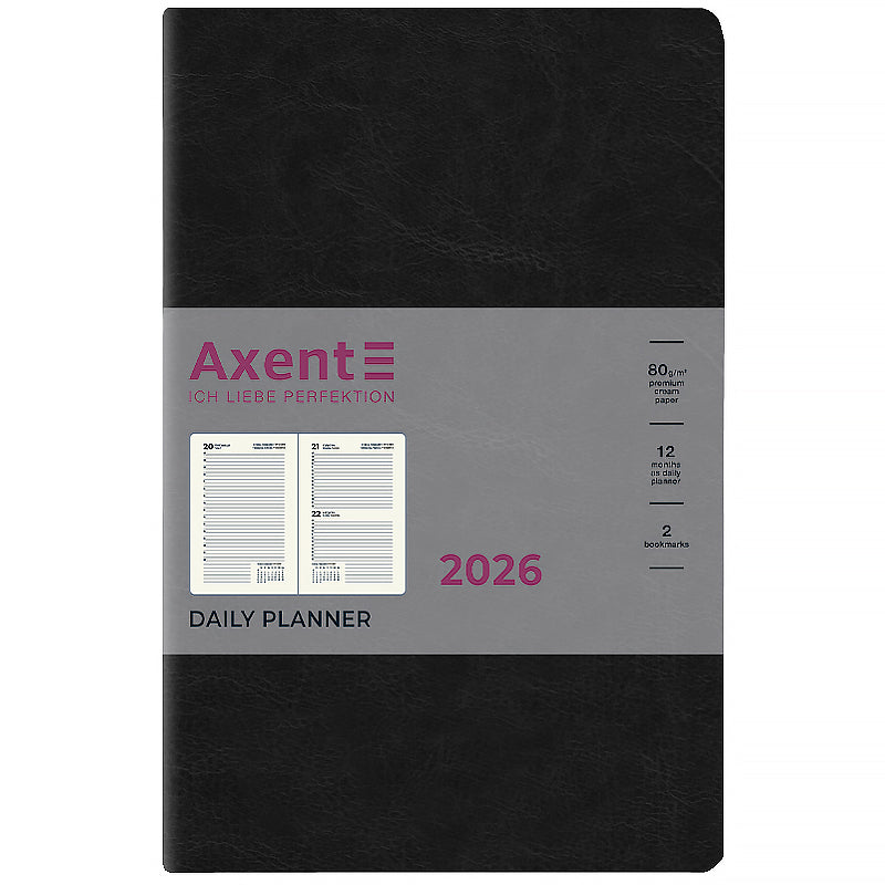 Щоденник датований 2026 Axent ф. А5 Partner City Soft, чорний. Фото 2
