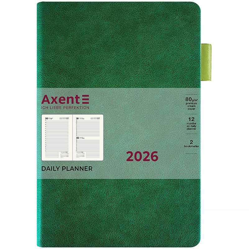 Щоденник датований 2026 Axent ф. А5 Partner Soft Muse, зелений. Фото 2