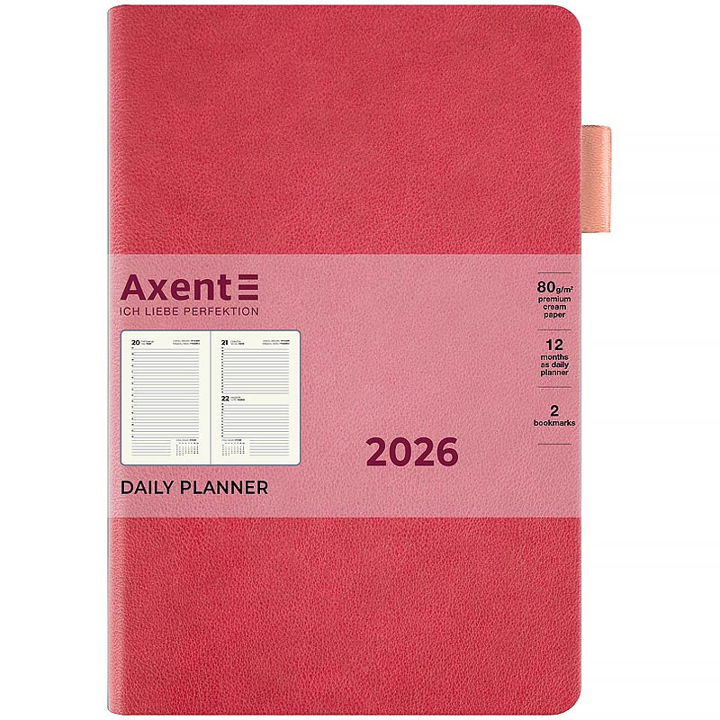 Щоденник датований 2026 Axent ф. А5 Partner Soft Muse, рожевий. Фото 2