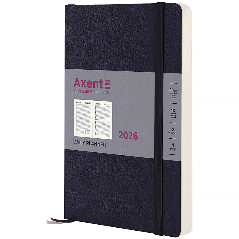 Щоденник датований 2026 Axent ф. А5 Partner Soft Skin, синій