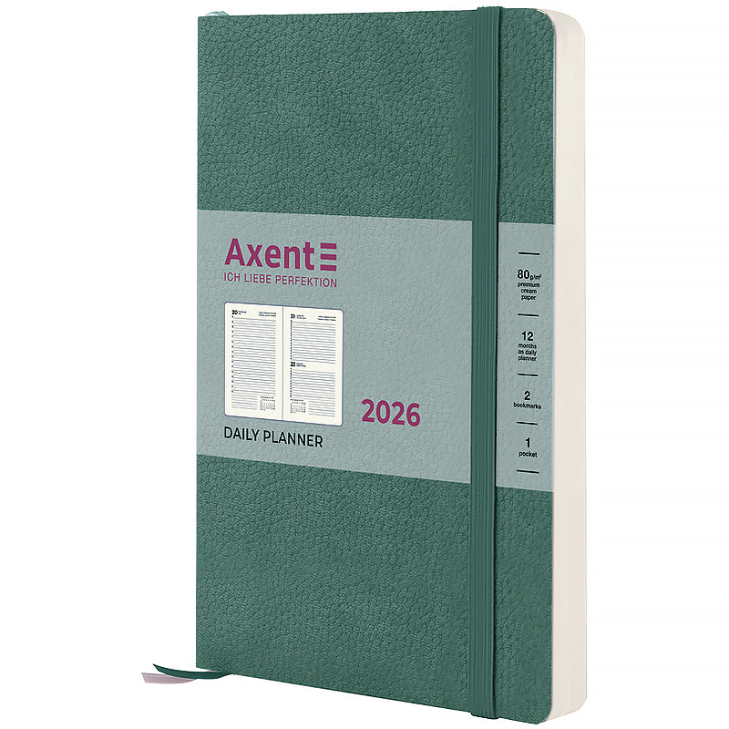 Щоденник датований 2026 Axent ф. А5 Partner Soft Skin, сіро-лазурний