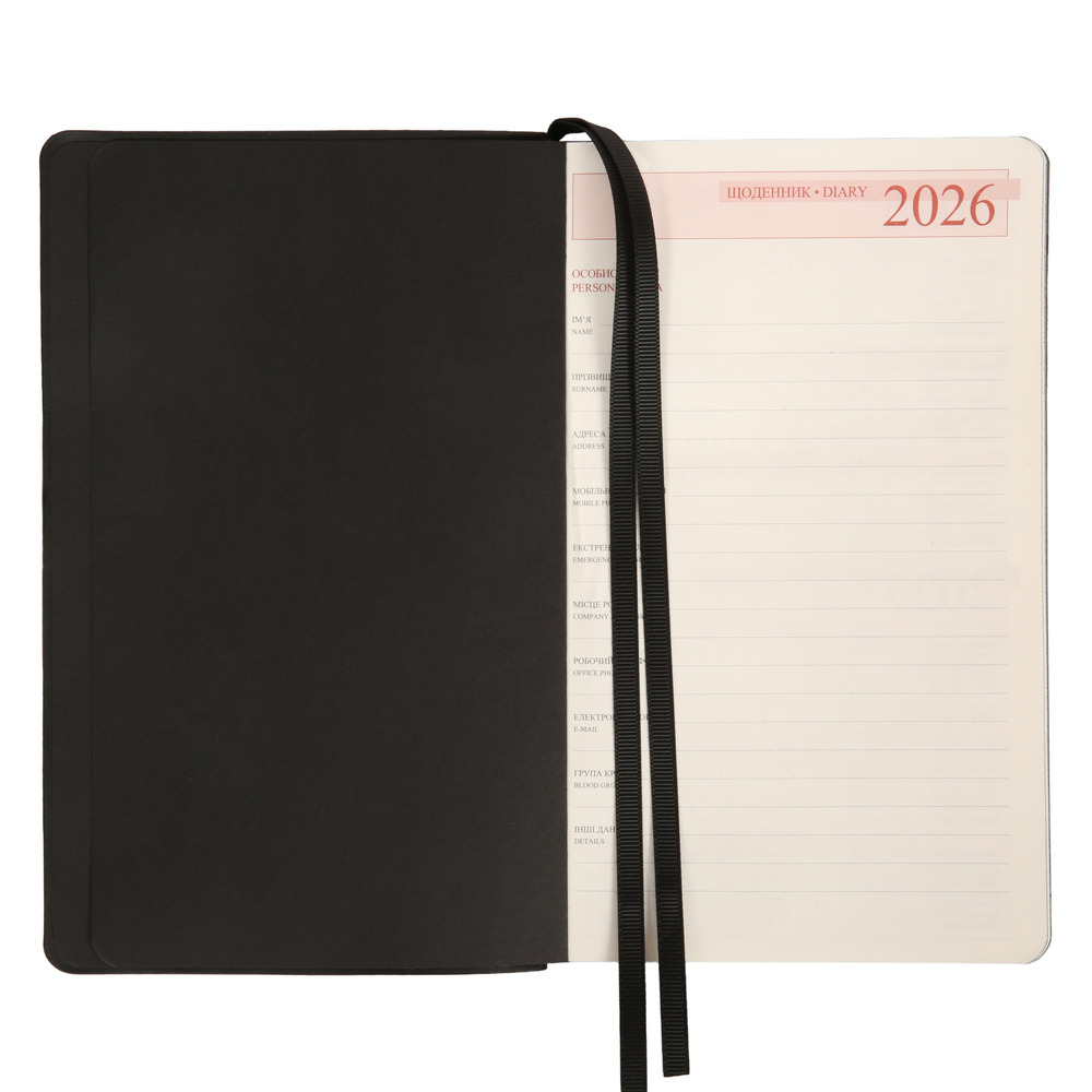 Щоденник датований 2026 Leo Planner 12х20 см "Glory", м'який, чорний, 352 сторінки. Фото 5