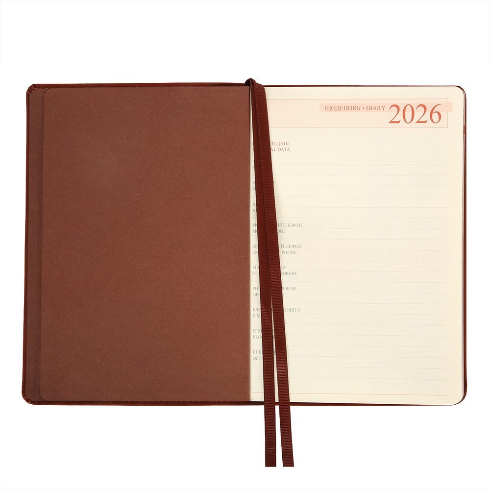 Щоденник датований 2026 Leo Planner ф. А5 "Case", інтегральний, коричневий, 368 сторінок. Фото 4