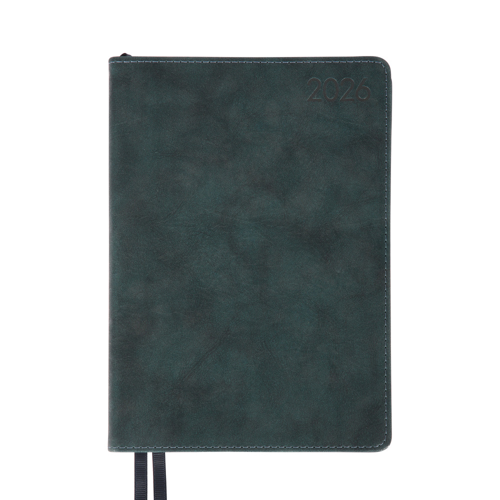 Щоденник датований 2026 Leo Planner ф. А5 "Case", інтегральний, темний смарагд, 368 сторінок