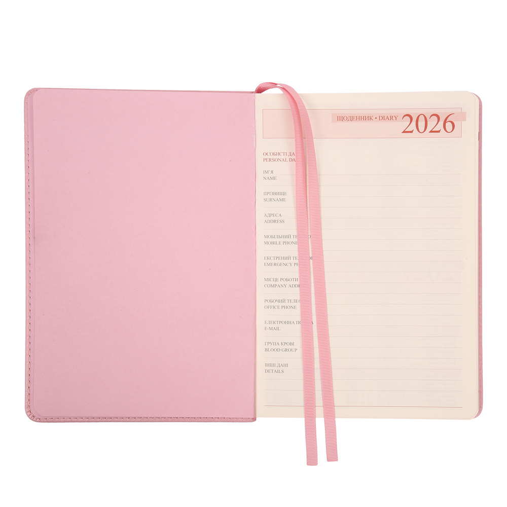 Щоденник датований 2026 Leo Planner ф. А5 "Chiara", твердий, рожевий, 368 сторінок. Фото 6