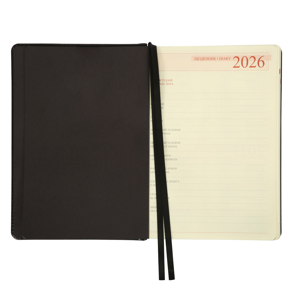 Щоденник датований 2026 Leo Planner ф. А5 "City", твердий, чорний, 368 сторінок. Фото 5