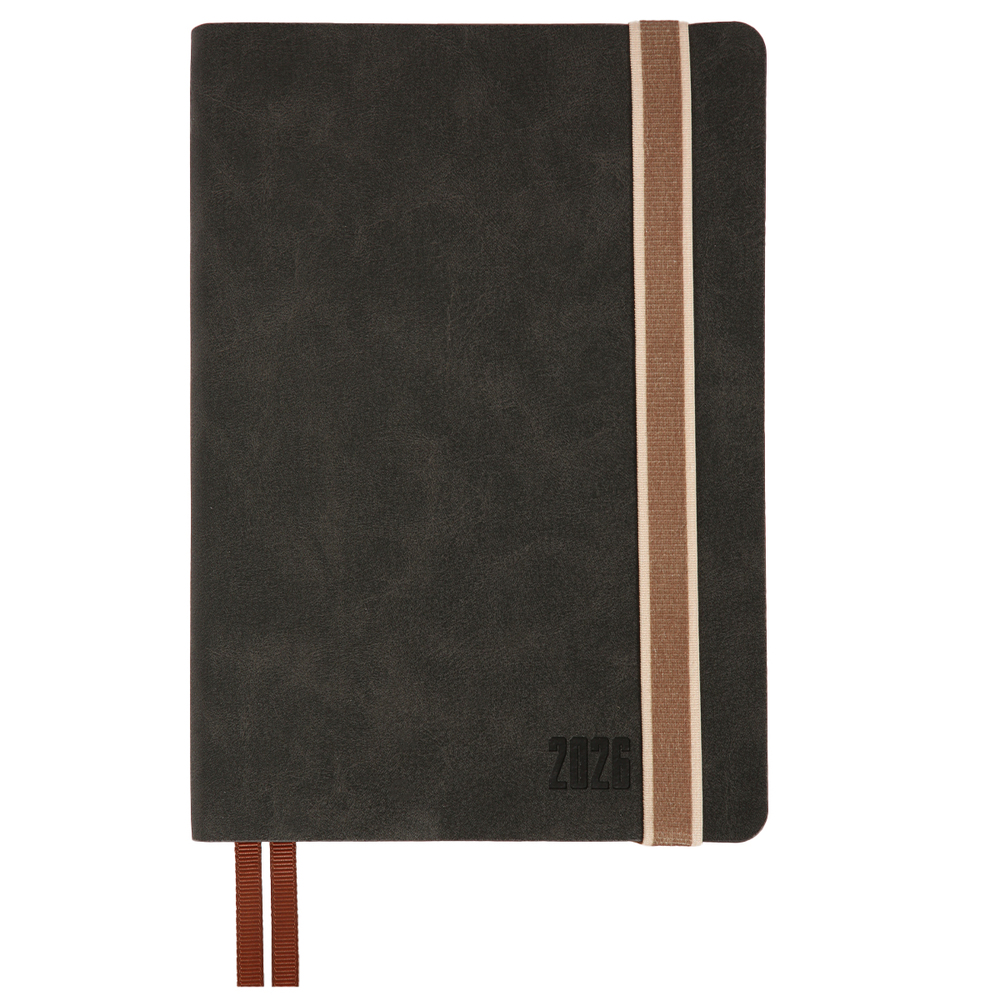 Щоденник датований 2026 Leo Planner ф. А5 "Trend", м'який, чорний, 368 сторінок