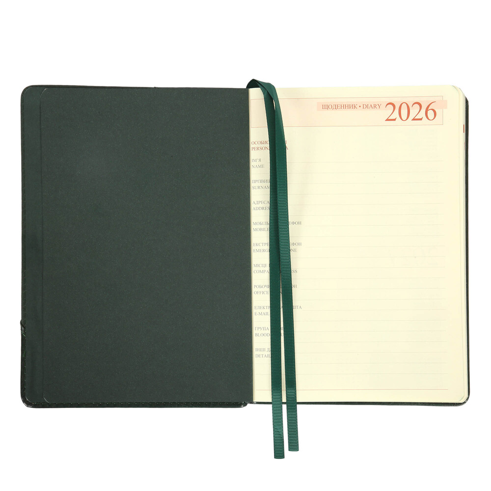 Щоденник датований 2026 Leo Planner ф. А5 "Whisky", твердий, зелений, 368 сторінок. Фото 5