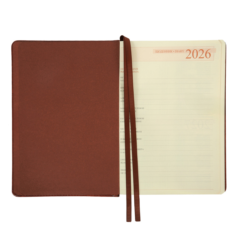 Щоденник датований 2026 Leo Planner ф. А5 "Whisky", твердий, коричневий, 368 сторінок. Фото 5
