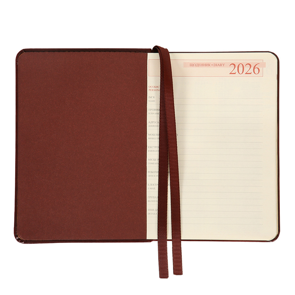 Щоденник датований 2026 Leo Planner ф. А6 "Aldento", інтегральний, коричневий, 352 сторінки. Фото 4