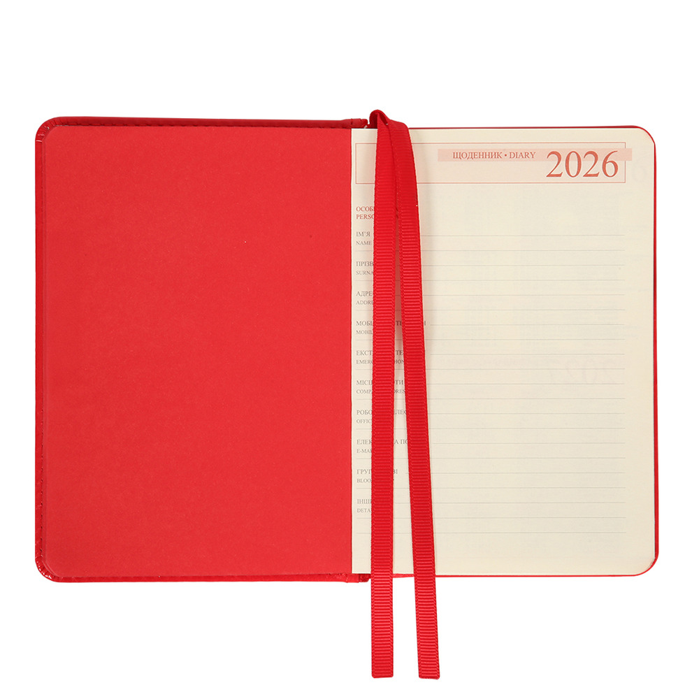 Щоденник датований 2026 Leo Planner ф. А6 "City", твердий, червоний, 352 сторінки. Фото 4