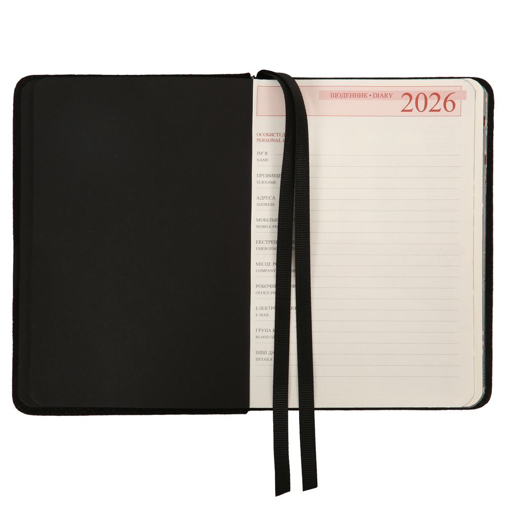 Щоденник датований 2026 Leo Planner ф. А6 "Luna", твердий, чорний, 352 сторінки. Фото 5