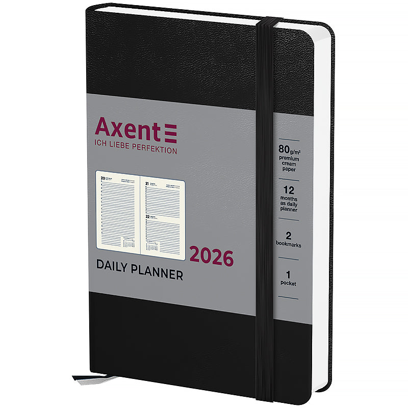 Щоденник датований 2026 Axent ф. А6 Pocket Strong, чорний. Фото 2