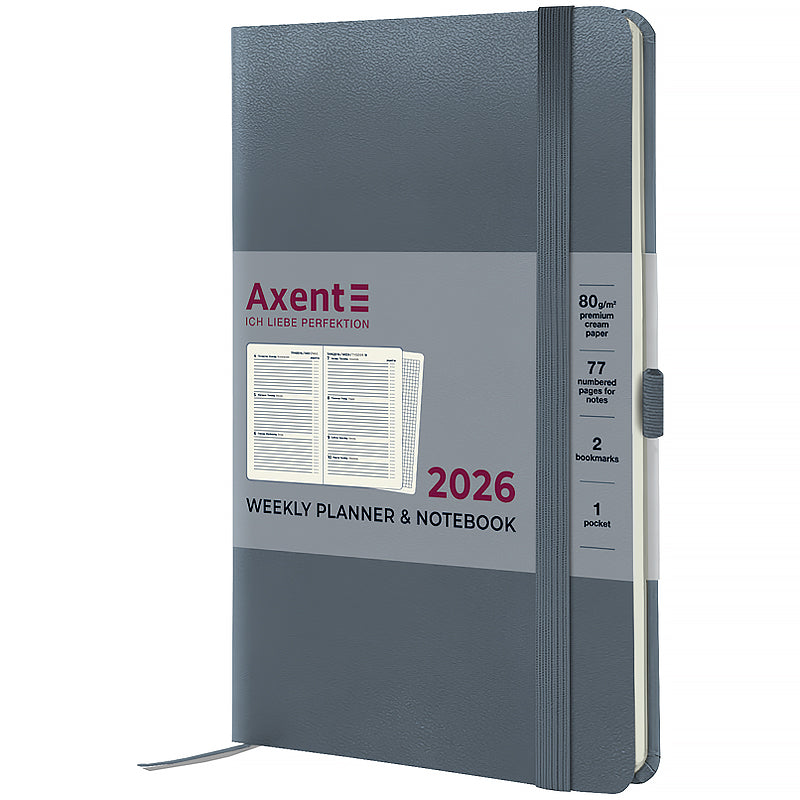 Щотижневик датований 2026 Axent 125*195, Partner Strong, сірий