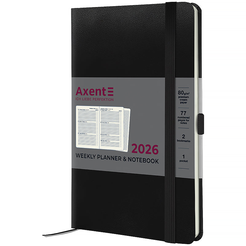Щотижневик датований 2026 Axent 125*195, Partner Strong, чорний