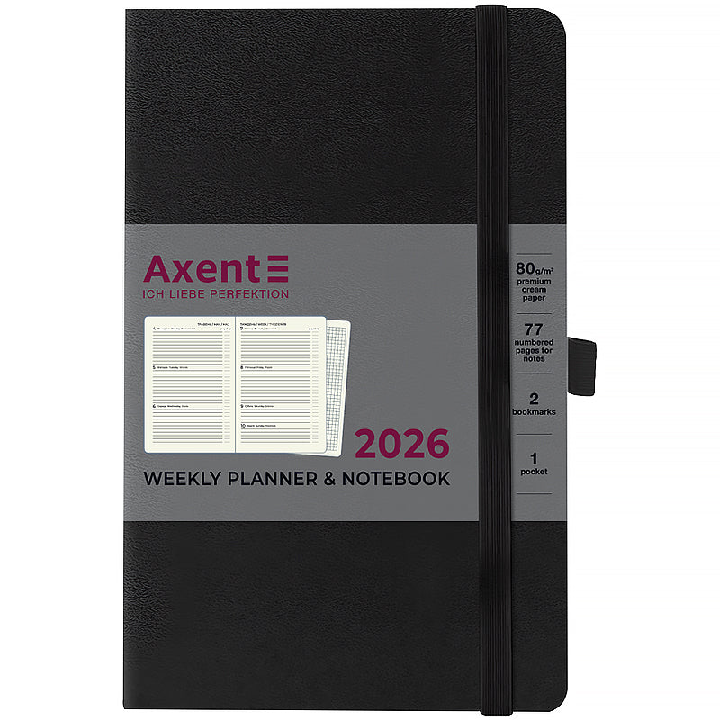 Щотижневик датований 2026 Axent 125*195, Partner Strong, чорний. Фото 2