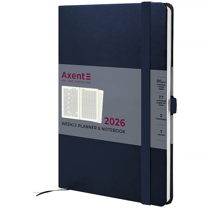 Щотижневик датований 2026 Axent 145*210, Prime Strong, синій