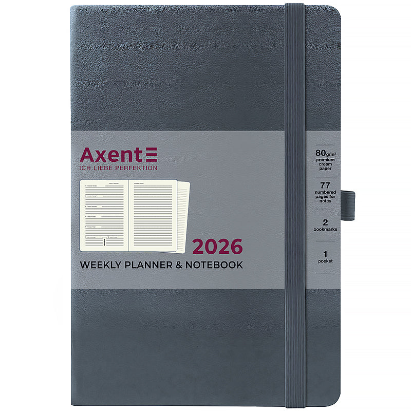 Щотижневик датований 2026 Axent 145*210, Prime Strong, сірий. Фото 2
