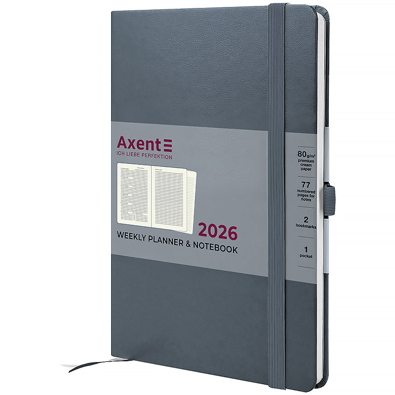 Щотижневик датований 2026 Axent 145*210, Prime Strong, сірий
