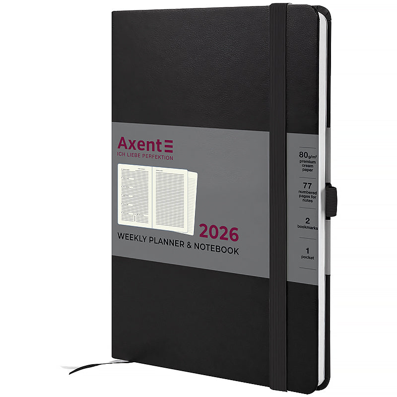 Щотижневик датований 2026 Axent 145*210, Prime Strong, чорний