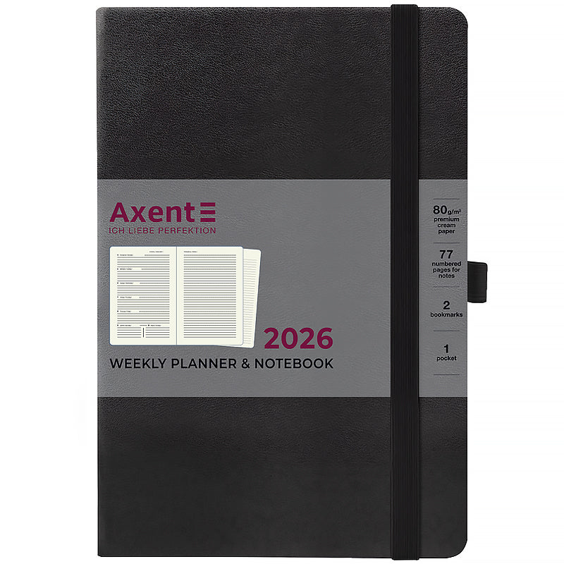 Щотижневик датований 2026 Axent 145*210, Prime Strong, чорний. Фото 2