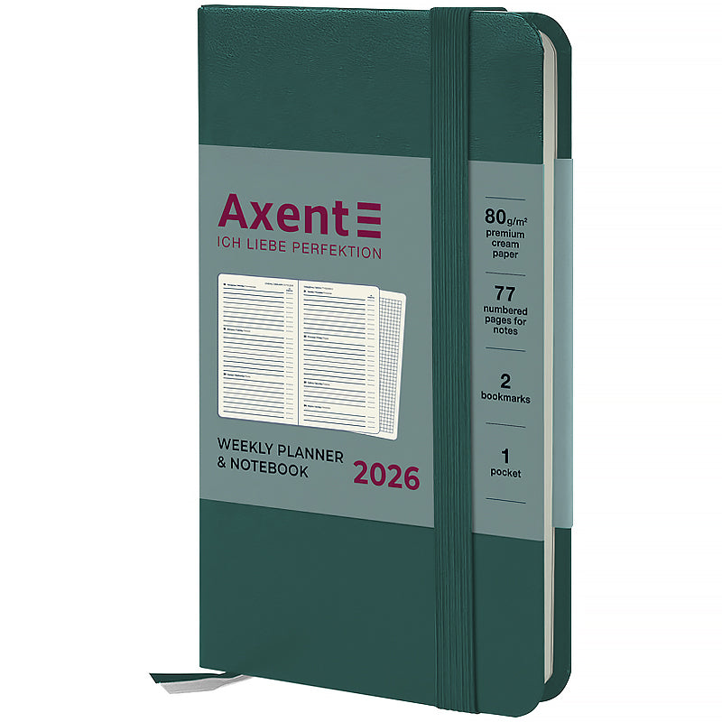Щотижневик датований 2026 Axent 90*150, Pocket Strong, малахітовий