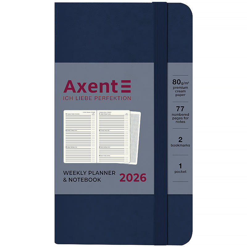 Щотижневик датований 2026 Axent 90*150, Pocket Strong, синій. Фото 2