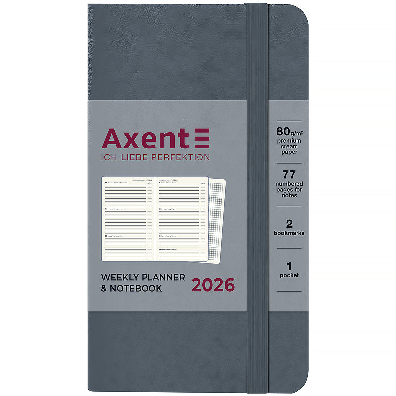 Щотижневик датований 2026 Axent 90*150, Pocket Strong, сірий. Фото 2
