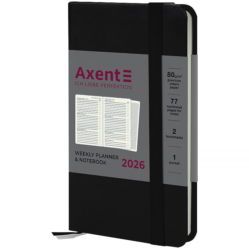 Щотижневик датований 2026 Axent 90*150, Pocket Strong, чорний