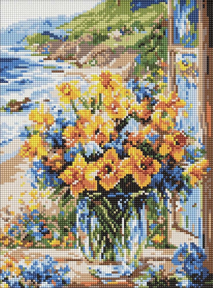 Ideyka Алмазна мозаїка "Квіткове узбережжя" 30x40см