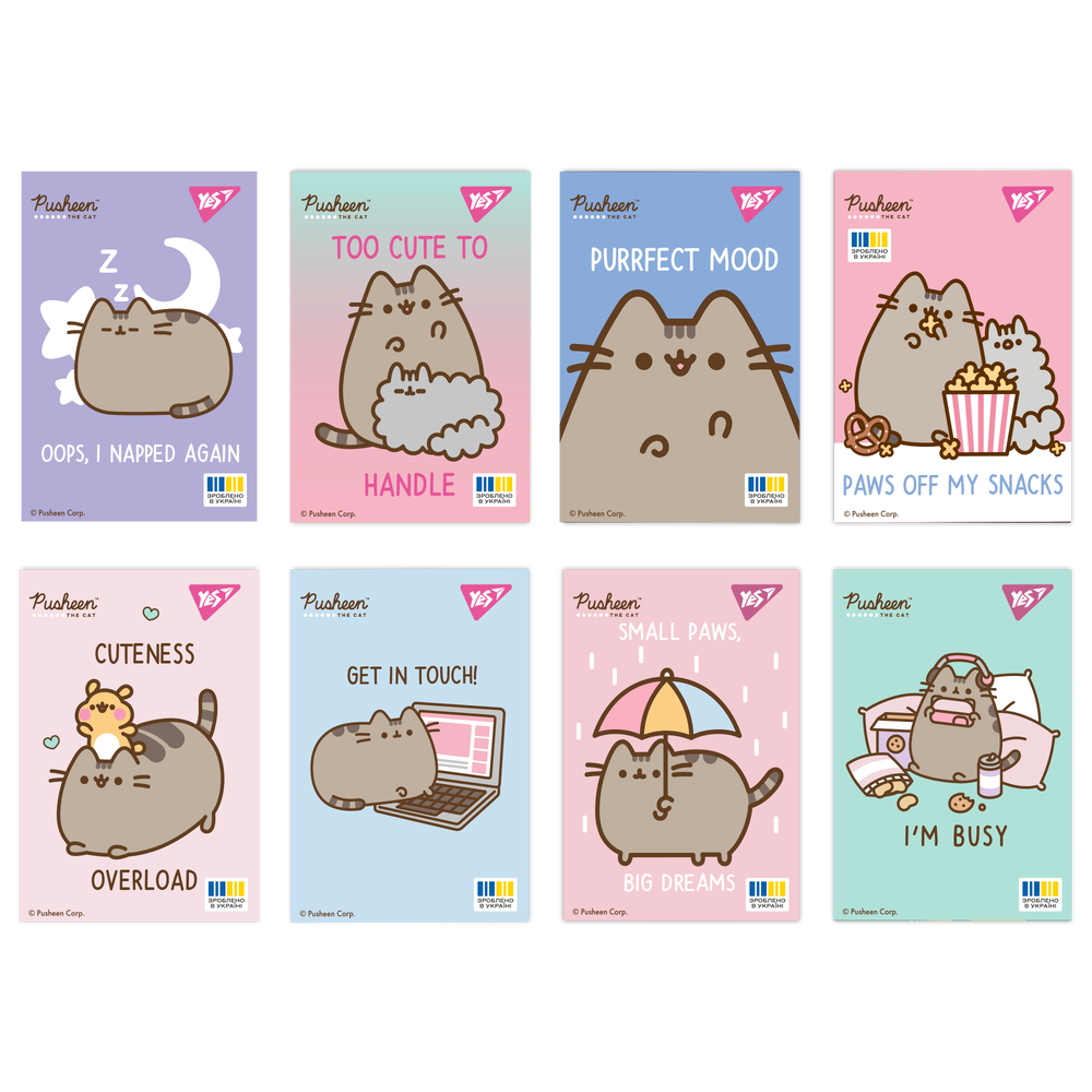 Блокнот Yes А7 48 аркушів клітинка Pusheen 152111