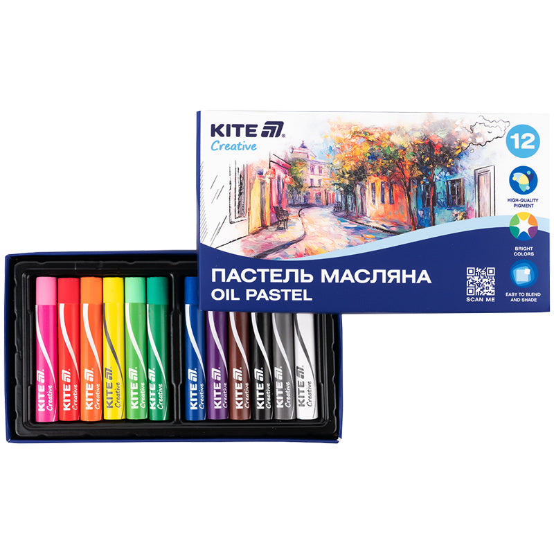 Пастель масляна Kite Creative K-200-12, 12 кольорів. Фото 2