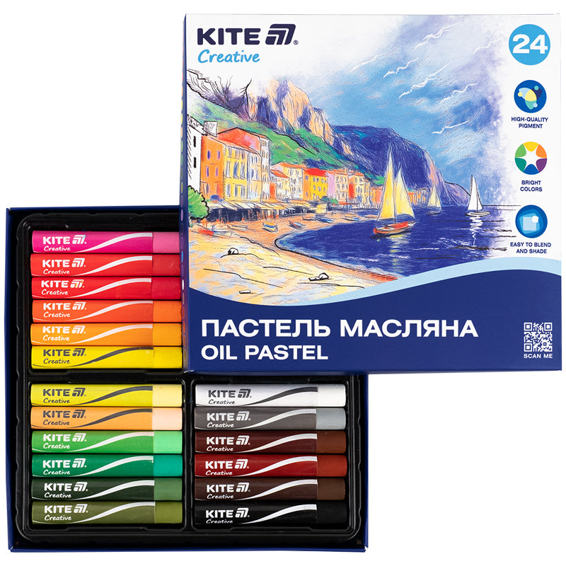 Пастель масляна Kite Creative K-200-24, 24 кольорів. Фото 2