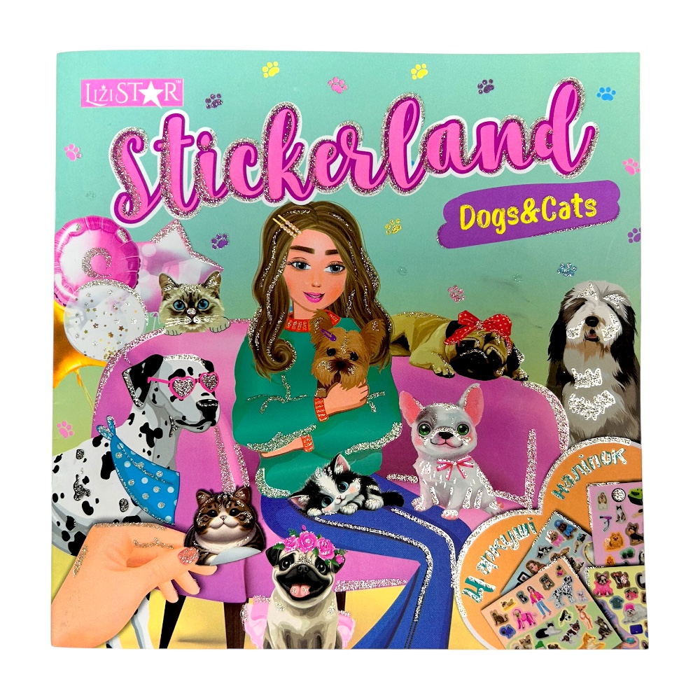Книга з наліпками Stickerland. Cats & Dogs