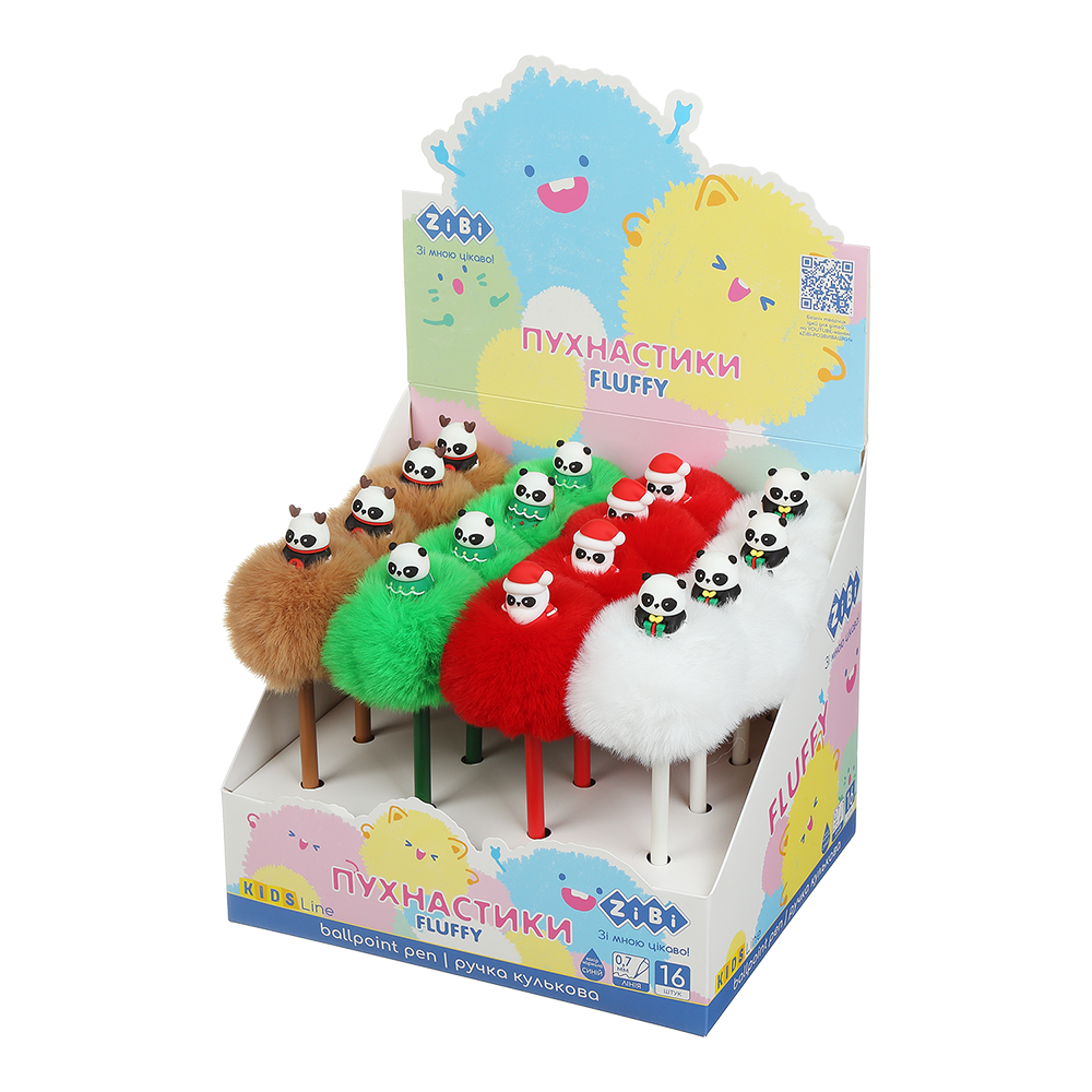 Ручка кулькова ZiBi Fluffy Panda 0.7 мм синя асорті дизайнів ZB.2004