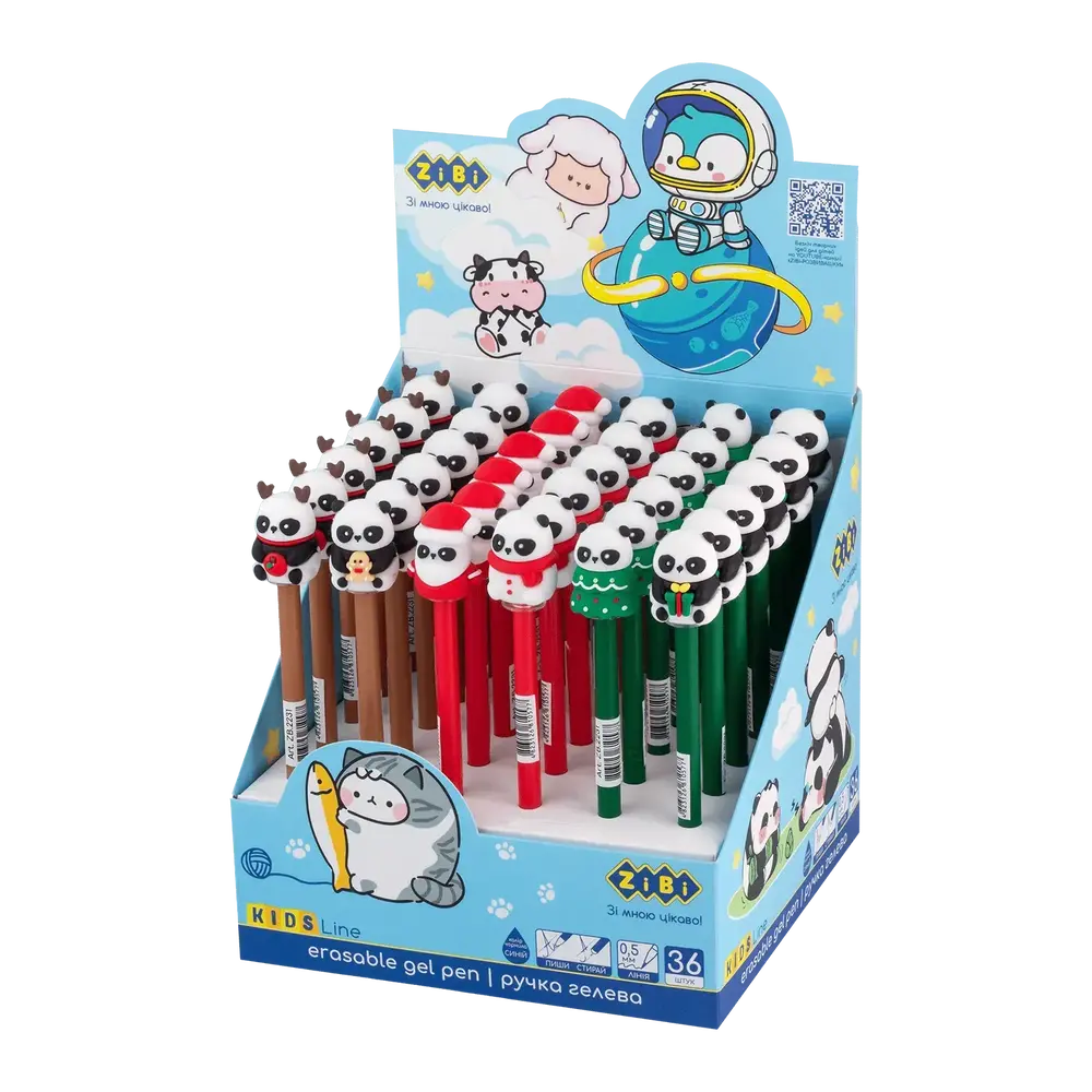 Ручка гелева Пиши-стирай ZiBi Christmas Panda 0,5 мм синя ZB.2231