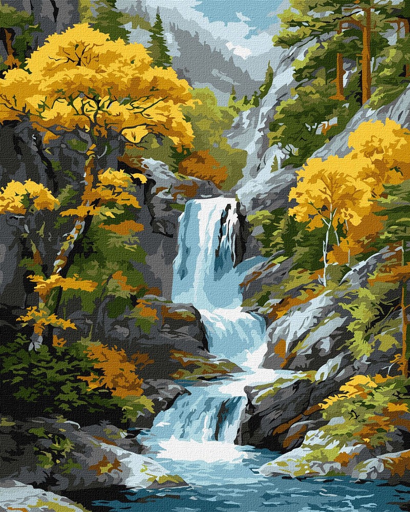 Ideyka Картина за номерами. Під водоспадом осені 40x50 см