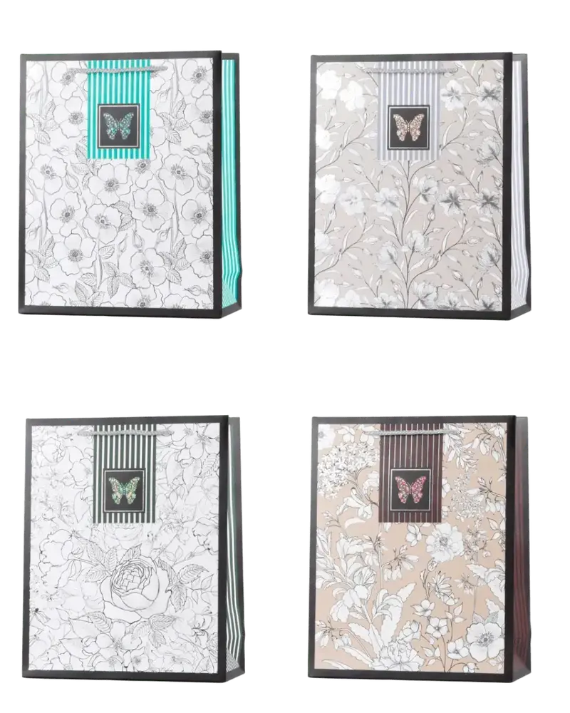 Пакет паперовий подарунковий горизонтальний Buromax Floral Charm (59x44x17 см) тиснення фольгою BM.200058