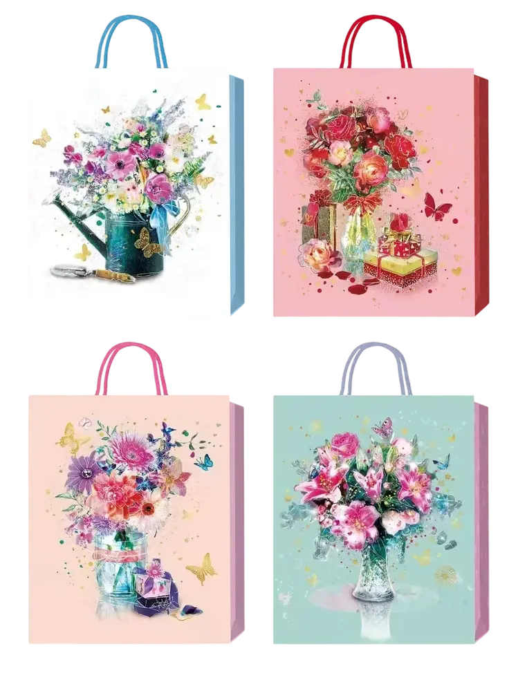 Пакет паперовий подарунковий Buromax Floral Gift L (31x42x12 см) тиснення фольгою BM.200013