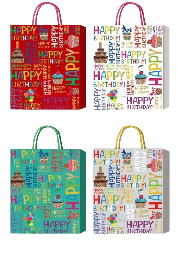 Пакет паперовий подарунковий Buromax Happy Birthday M (26x32x10 см) тиснення фольгою BM.200024
