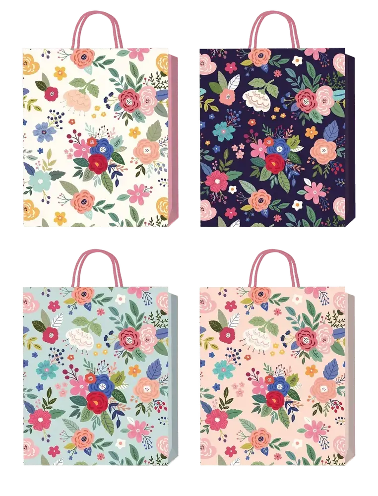 Пакет паперовий подарунковий Buromax Floral Melody M (26x32x10 см) тиснення фольгою BM.200026