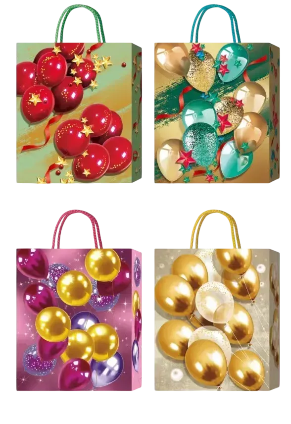 Пакет паперовий подарунковий Buromax Balloons M (26x32x10 см) тиснення фольгою BM.200036